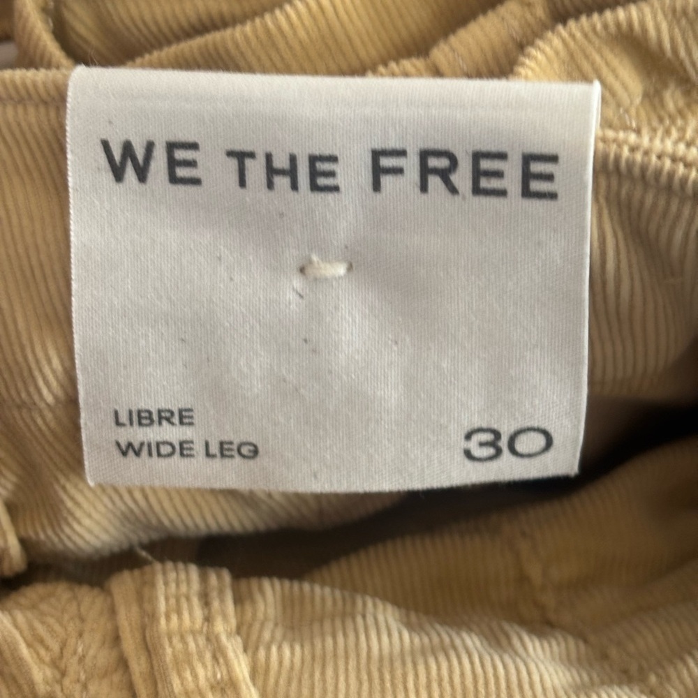 NWT We The Free People Libre Wide Leg Cord Jeans Sand Tan Beige Size 30 - Picture 9 of 10